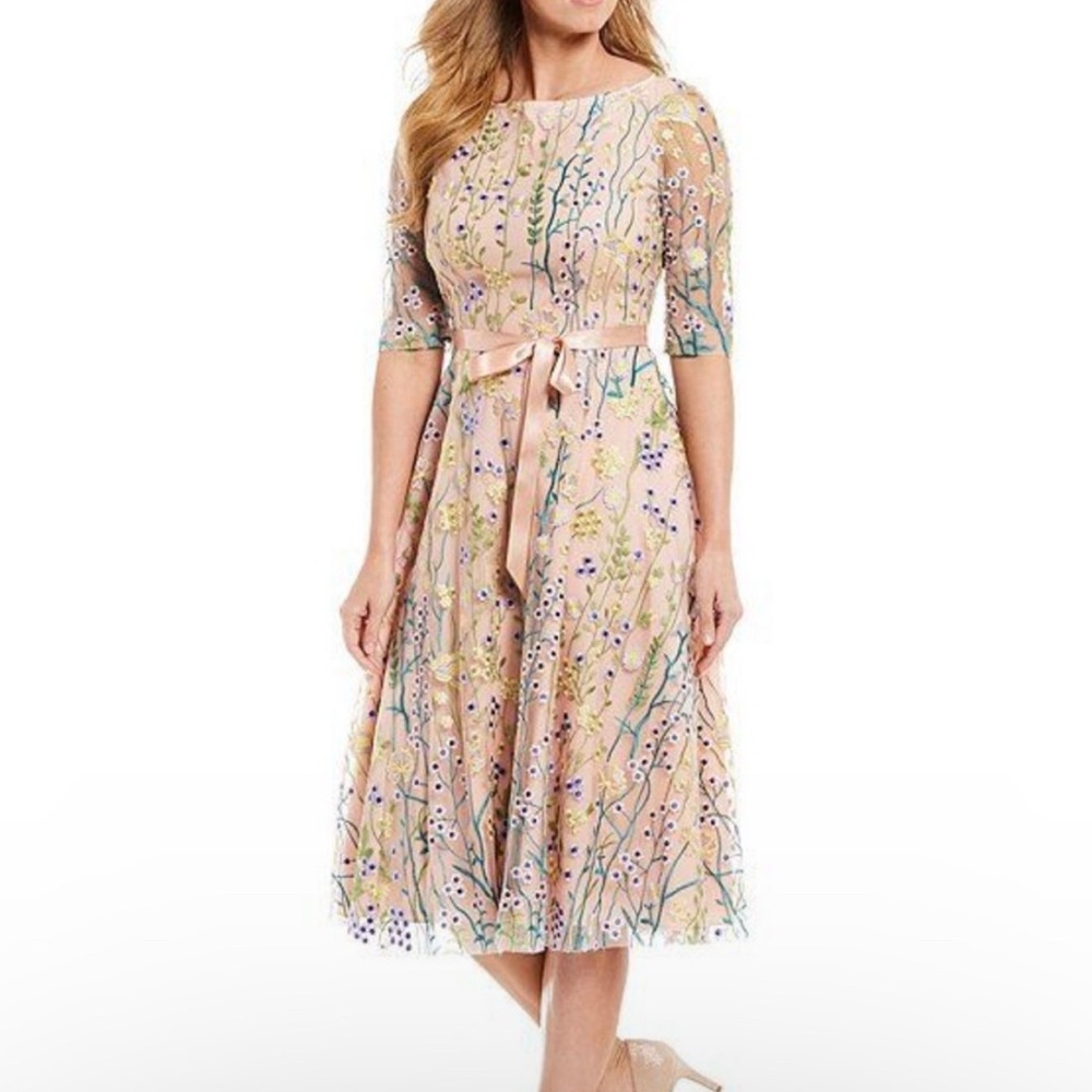 Alex Marie Pink Embroidered Floral Dress